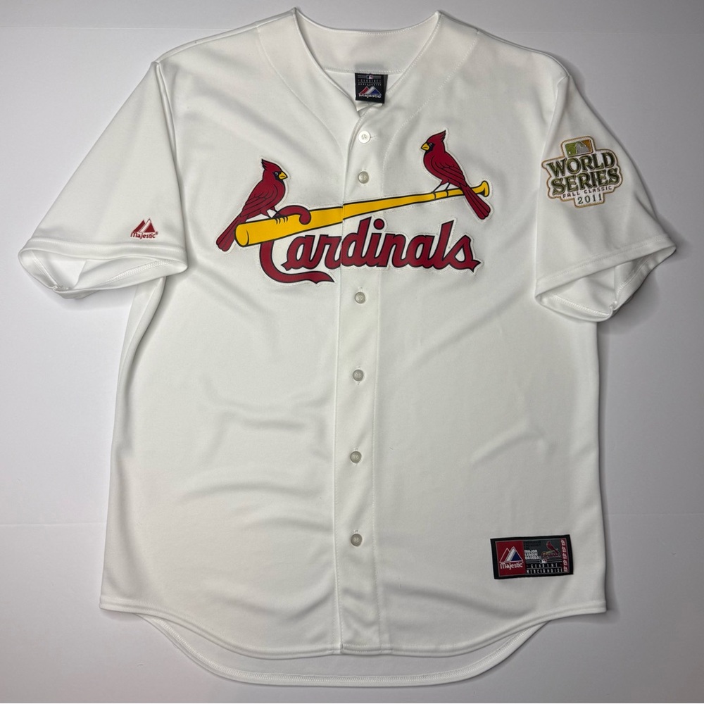 Majestic St Louis Cardinals 2011 World Series Home White Jersey Size Large